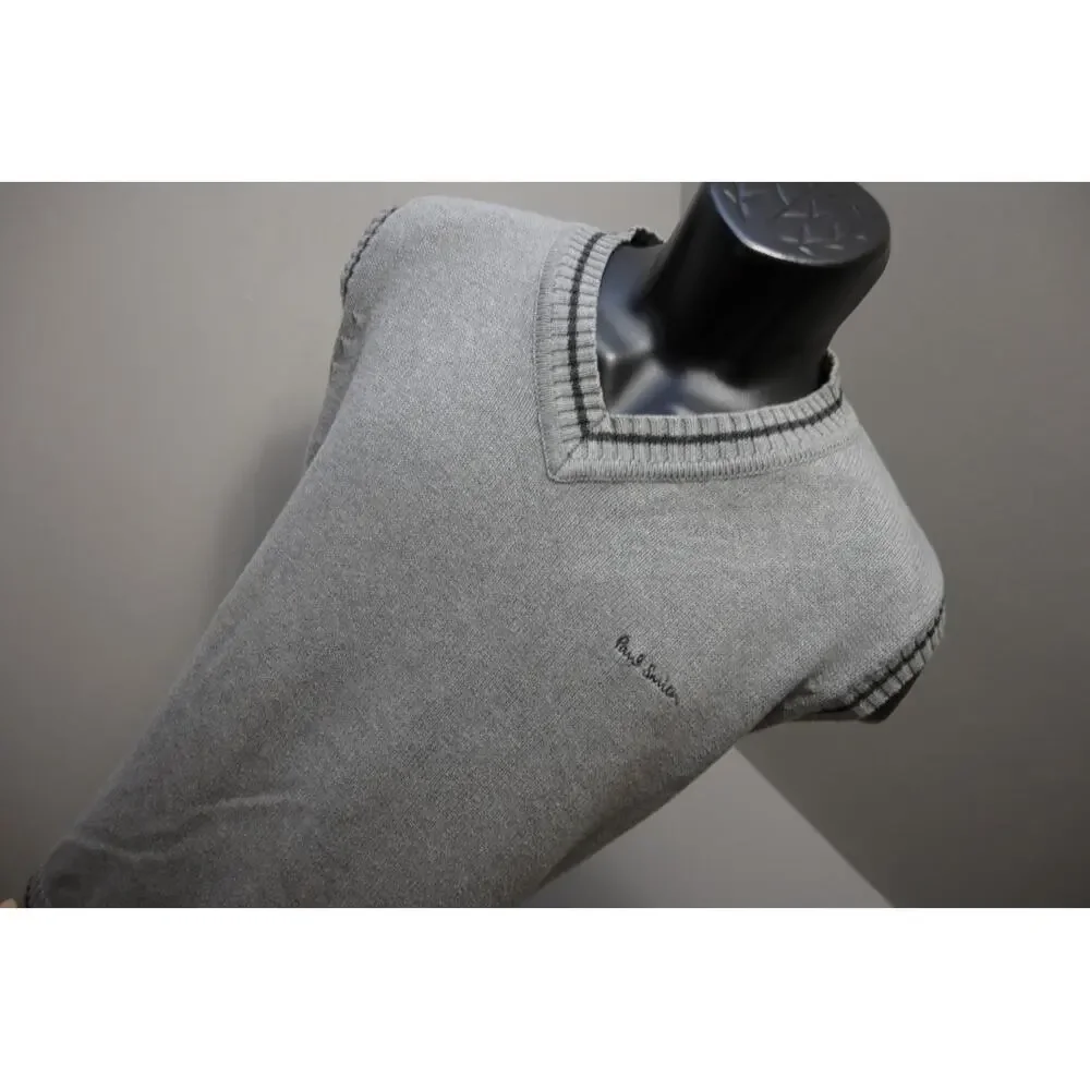 Paul Smith Knitted‎ Vest Gray V Neck Pullover Sweater Mens Size XL